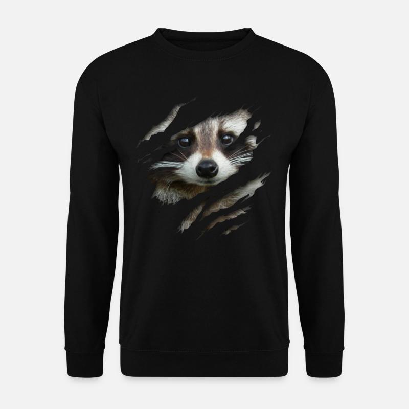 Waschbär-Gesicht Süßer Waschbär Zerrissen Riss - Unisex Pullover - Schwarz