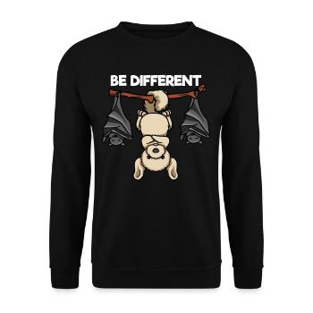 Be Different Labrador mit Fledermäusen - Unisex Pullover - Schwarz - Vorne - Alina (178cm) & Michal (187cm)
