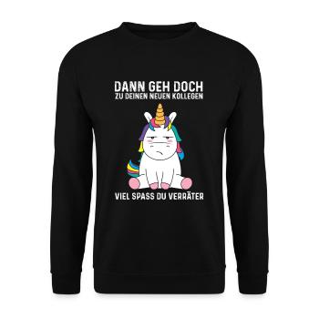 Jobwechsel Kollege Arbeitskollege Spruch neuer Job - Unisex Pullover - Schwarz - Vorne - Alina (178cm) & Michal (187cm)