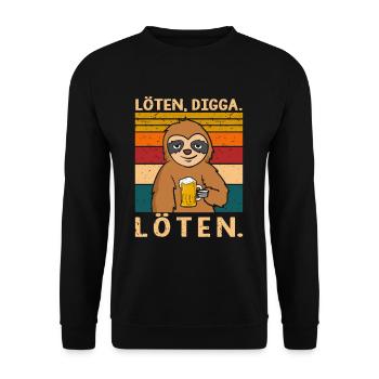 Löten Digga Löten Faultier Spruch Bier Saufen - Unisex Pullover - Schwarz - Vorne - Alina (178cm) & Michal (187cm)