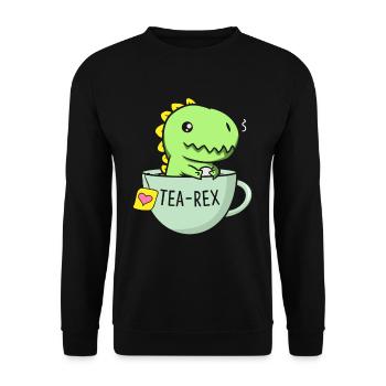 Tea Rex Dinosaurier Tyrannosaurus Rex Teetasse Tee - Unisex Pullover - Schwarz - Vorne - Alina (178cm) & Michal (187cm)