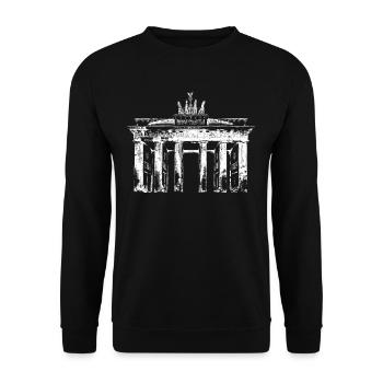 I Love Berlin Brandenburger Tor Vintage Berliner - Unisex Pullover - Schwarz - Vorne - Alina (178cm) & Michal (187cm)