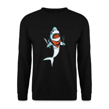 Hungry Shark Drôle de créature marine Surf - Sweat-shirt Unisexe - noir - Devant - Alina (178cm) & Michal (187cm)