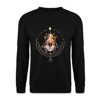 Heiliger Skarabäus Ägyptische Okkulte Geometrie - Unisex Pullover - Schwarz - Vorne - Alina (178cm) & Michal (187cm)