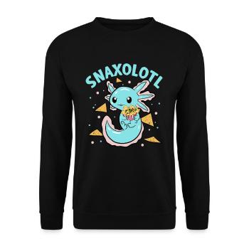 Snaxolotl Snack Nachos Axolotl - Unisex Pullover - Schwarz - Vorne - Alina (178cm) & Michal (187cm)