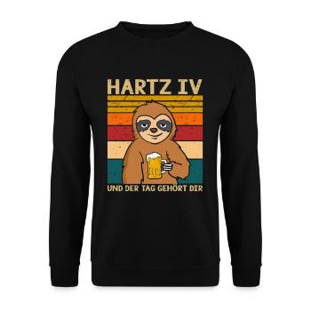 Faultier Hartz 4 und der Tag gehört dir Faultier - Unisex Pullover - Schwarz - Vorne - Alina (178cm) & Michal (187cm)
