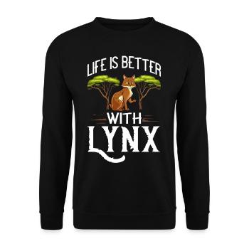 Lynx Animal Bobcat Canada Lynx Eurasian Lynx - Unisex Sweatshirt - black - Front - Alina (178cm) & Michal (187cm)