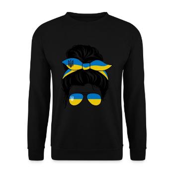 Ukraine Girl Stirnband Starke Frau Dutt Ukraine - Unisex Pullover - Schwarz - Vorne - Alina (178cm) & Michal (187cm)