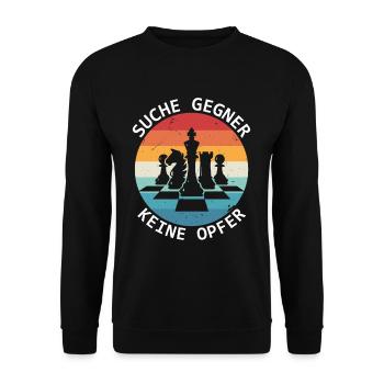 Suche Gegner Keine Opfer Schachspieler - Unisex Pullover - Schwarz - Vorne - Alina (178cm) & Michal (187cm)