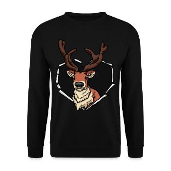 Reindeer Crack Torn Hole Heart Reindeer Face - Sweat-shirt Unisexe - noir - Devant - Alina (178cm) & Michal (187cm)