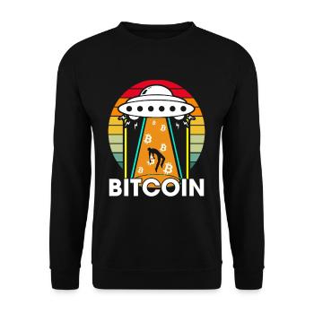 Bitcoin Alien - Unisex Pullover - Schwarz - Vorne - Alina (178cm) & Michal (187cm)