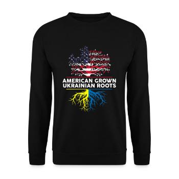 American Grown Ukrainian Roots Ukraine Amerika - Unisex Pullover - Schwarz - Vorne - Alina (178cm) & Michal (187cm)