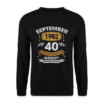 September 1982 40 Jahre Zur Perfektion Gereift - Unisex Pullover - Schwarz - Vorne - Alina (178cm) & Michal (187cm)