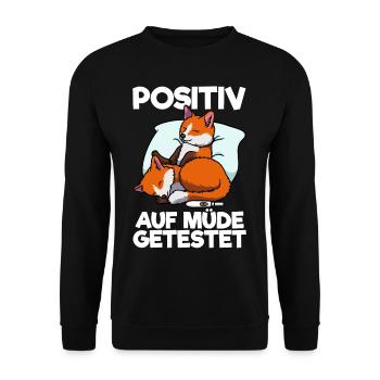 Fox tested positive for tired Fox sleep shirt - Unisex Sweatshirt - black - Front - Alina (178cm) & Michal (187cm)
