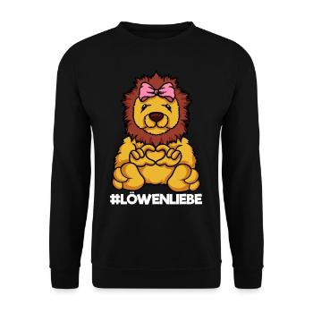 Löwenliebe Löwenmama Löwe Mama Herz - Unisex Pullover - Schwarz - Vorne - Alina (178cm) & Michal (187cm)
