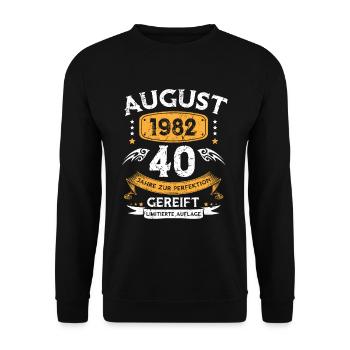 August 1982 40 Jahre Zur Perfektion Gereift - Unisex Pullover - Schwarz - Vorne - Alina (178cm) & Michal (187cm)