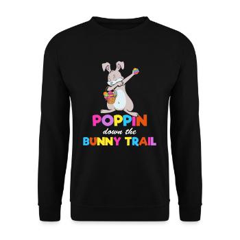 Poppin Down The Rabbit Trail Dabbing Rabbit - Unisex Pullover - Schwarz - Vorne - Alina (178cm) & Michal (187cm)