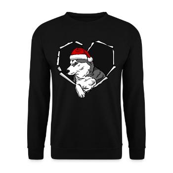 Crack husky face with Christmas cap hole - Unisex Sweatshirt - black - Front - Alina (178cm) & Michal (187cm)