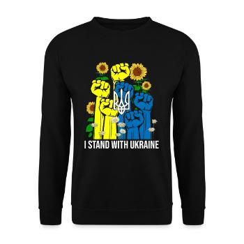 I Stand With Ukraine - Unisex Pullover - Schwarz - Vorne - Alina (178cm) & Michal (187cm)