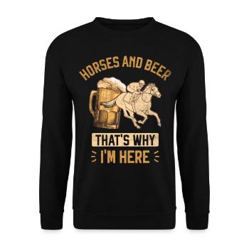 Horses and Beer That's Why I'm Here Horse Race - Unisex Sweatshirt - black - Front - Alina (178cm) & Michal (187cm)