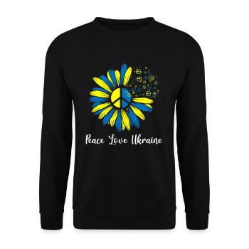 Peace Love Ukraine Flower - Unisex Pullover - Schwarz - Vorne - Alina (178cm) & Michal (187cm)