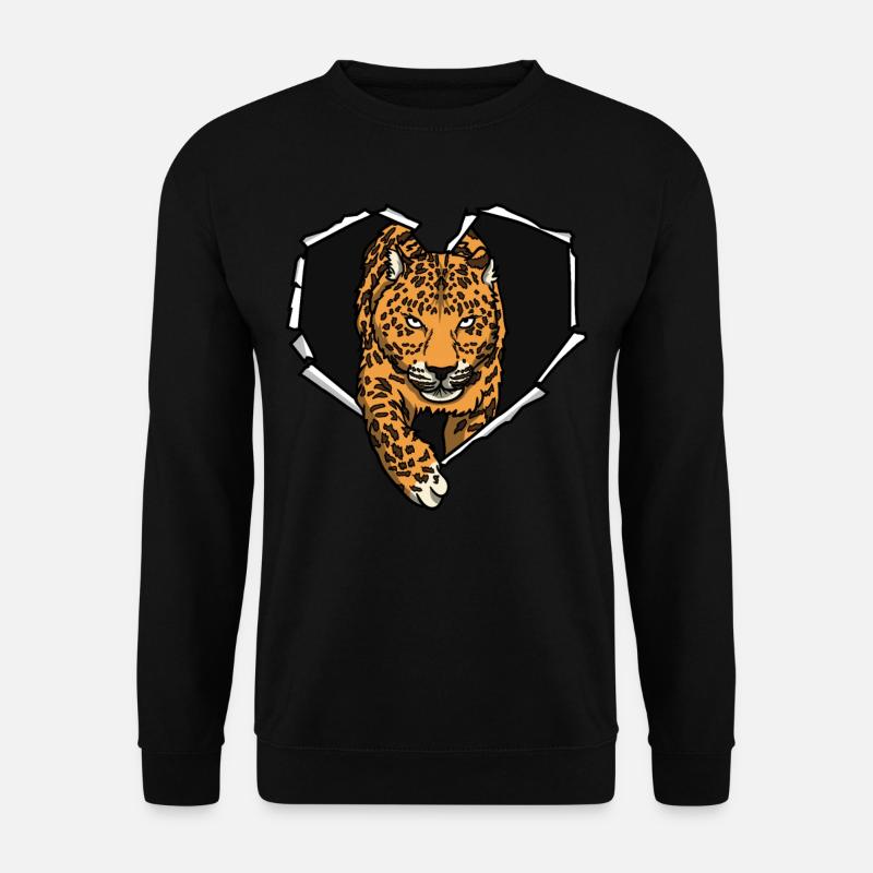Riss Leopard Zerrissenes Loch Herz Leoparden - Unisex Pullover - Schwarz