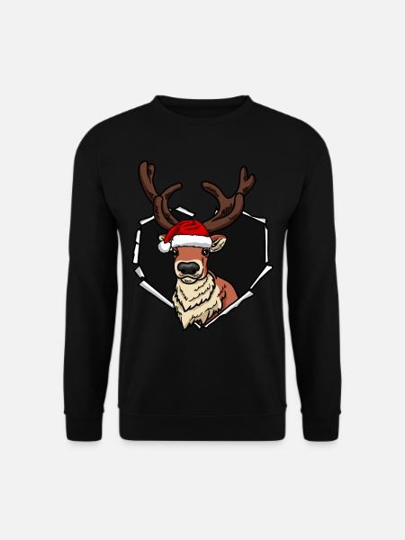 Rentier Riss zerrissen Lochmütze Weihnacht - Unisex Pullover - Schwarz