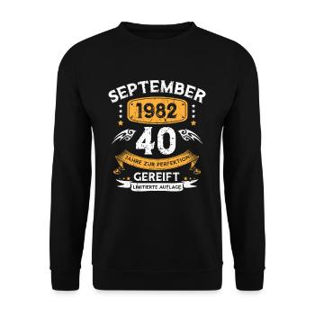 September 1982 40 Jahre Zur Perfektion Gereift - Unisex Pullover - Schwarz - Vorne - Alina (178cm) & Michal (187cm)