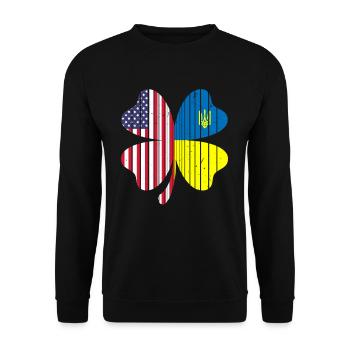 Ukraine Amérique Drapeau Cloverleaf - Sweat-shirt Unisexe - noir - Devant - Alina (178cm) & Michal (187cm)