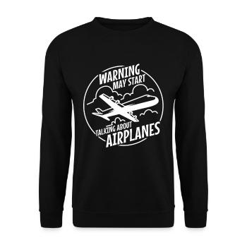 Avertissement peut commencer à parler d’avions - Sweat-shirt Unisexe - noir - Devant - Alina (178cm) & Michal (187cm)