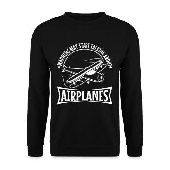 Avertissement peut commencer à parler d’avions - Sweat-shirt Unisexe - noir - Devant - Alina (178cm) & Michal (187cm)