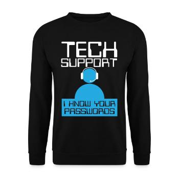 Tech Supports Know Passwords - Unisex Sweatshirt - black - Front - Alina (178cm) & Michal (187cm)