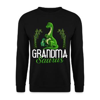 Dinosaurier Oma Saurus Omasaurus Großmutter - Unisex Pullover - Schwarz - Vorne - Alina (178cm) & Michal (187cm)