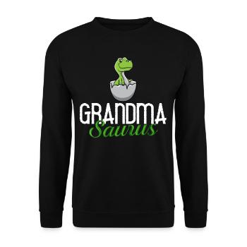 Dinosaurier Oma Saurus Omasaurus Großmutter - Unisex Pullover - Schwarz - Vorne - Alina (178cm) & Michal (187cm)