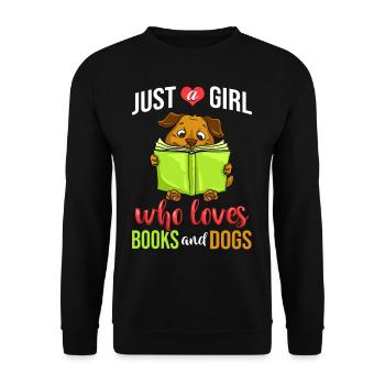 Buch Hund Lesender Bücherwurm Bibliothekar Leser - Unisex Pullover - Schwarz - Vorne - Alina (178cm) & Michal (187cm)