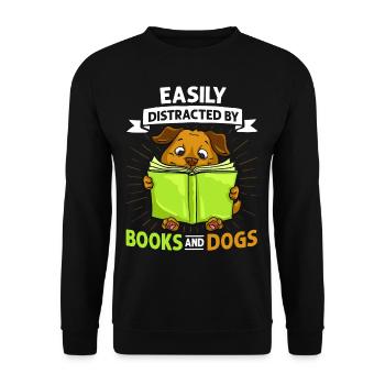 Buch Hund Lesender Bücherwurm Bibliothekar Leser - Unisex Pullover - Schwarz - Vorne - Alina (178cm) & Michal (187cm)