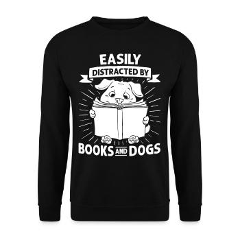 Buch Hund Lesender Bücherwurm Bibliothekar Leser - Unisex Pullover - Schwarz - Vorne - Alina (178cm) & Michal (187cm)