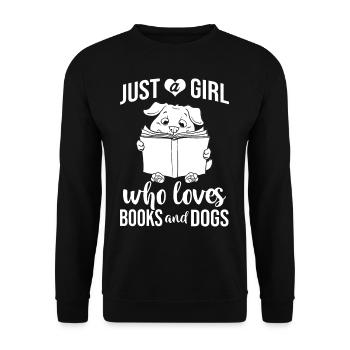 Buch Hund Lesender Bücherwurm Bibliothekar Leser - Unisex Pullover - Schwarz - Vorne - Alina (178cm) & Michal (187cm)