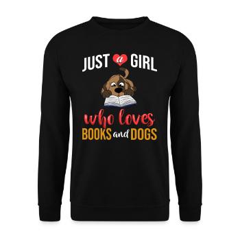 Buch Hund Lesender Bücherwurm Bibliothekar Leser - Unisex Pullover - Schwarz - Vorne - Alina (178cm) & Michal (187cm)
