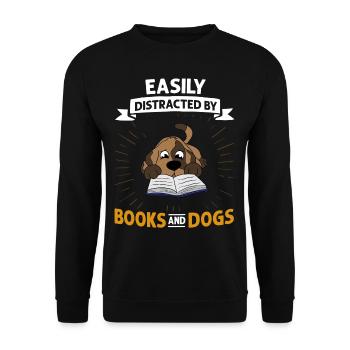 Buch Hund Lesender Bücherwurm Bibliothekar Leser - Unisex Pullover - Schwarz - Vorne - Alina (178cm) & Michal (187cm)