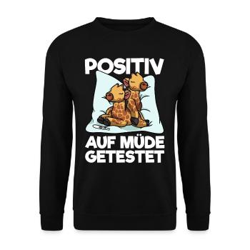 Giraffe Positiv Auf Müde Getestet Schlafshirt - Unisex Pullover - Schwarz - Vorne - Alina (178cm) & Michal (187cm)
