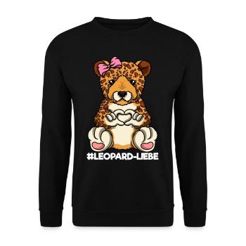 Leopardenliebe Leopardenmama Leopard Mama Herz - Unisex Pullover - Schwarz - Vorne - Alina (178cm) & Michal (187cm)