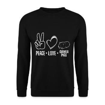 Peace love guinea pigs - Unisex Pullover - Schwarz - Vorne - Alina (178cm) & Michal (187cm)