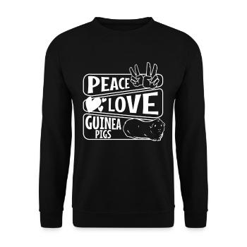 Peace love guinea pigs - Unisex Pullover - Schwarz - Vorne - Alina (178cm) & Michal (187cm)