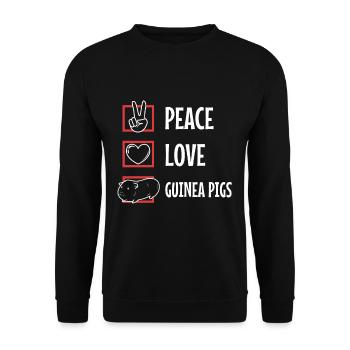 Peace love guinea pigs - Unisex Pullover - Schwarz - Vorne - Alina (178cm) & Michal (187cm)