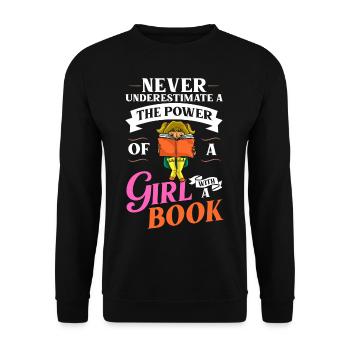 Book Girls Read Women Bookworm Librarian - Unisex Sweatshirt - black - Front - Alina (178cm) & Michal (187cm)