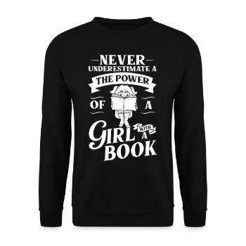 Book Girls Read Women Bookworm Librarian - Unisex Sweatshirt - black - Front - Alina (178cm) & Michal (187cm)