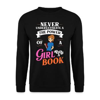Book Girls Read Women Bookworm Librarian - Unisex Sweatshirt - black - Front - Alina (178cm) & Michal (187cm)