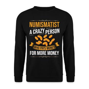 Numismatik Münzen sammeln Münzsammler Geld - Unisex Pullover - Schwarz - Vorne - Alina (178cm) & Michal (187cm)