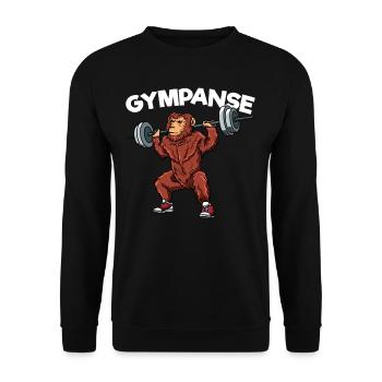 Gympanse Chimpanzé Gym Strength Training Fitness Monkey - Sweat-shirt Unisexe - noir - Devant - Alina (178cm) & Michal (187cm)